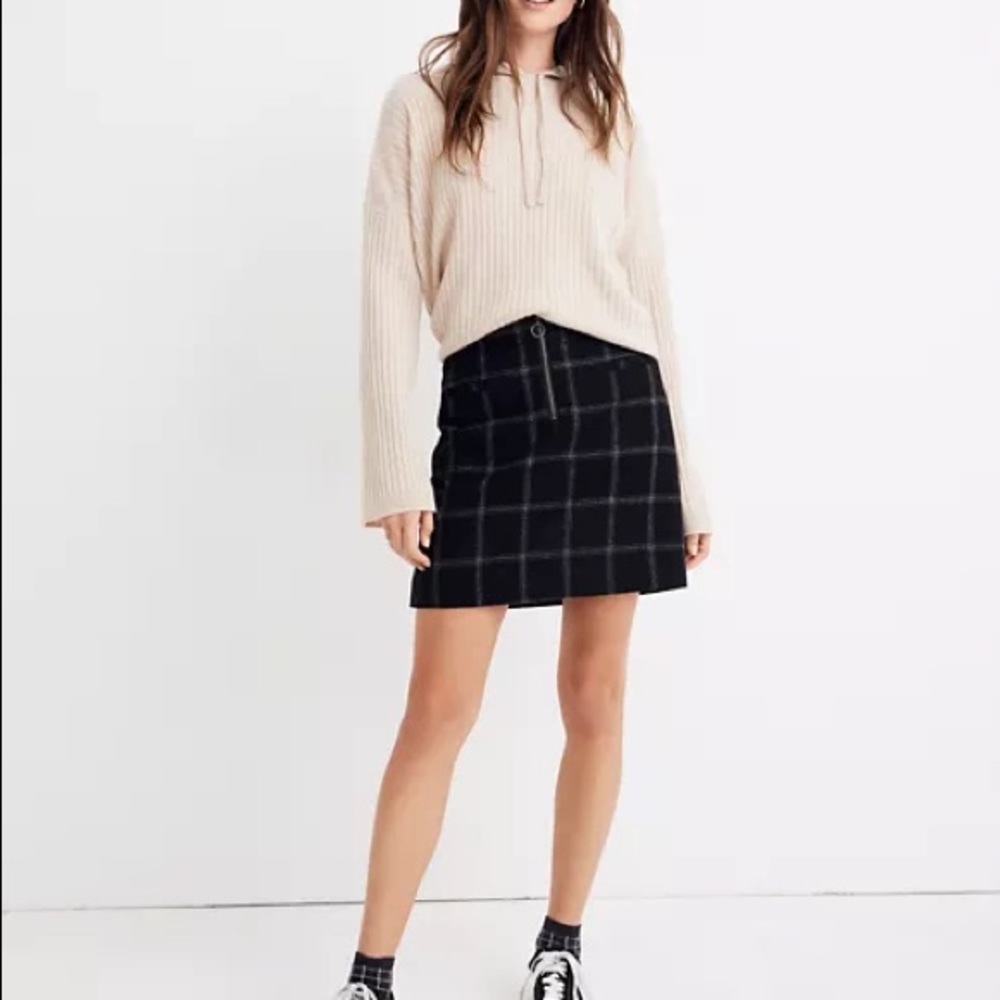 Madewell Fireside Zip-Front Plaid Mini Skirt